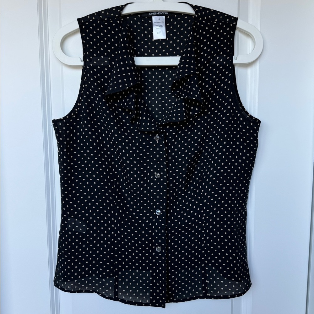 LIKE NEW 100% Silk Vintage Polka Dot Blouse